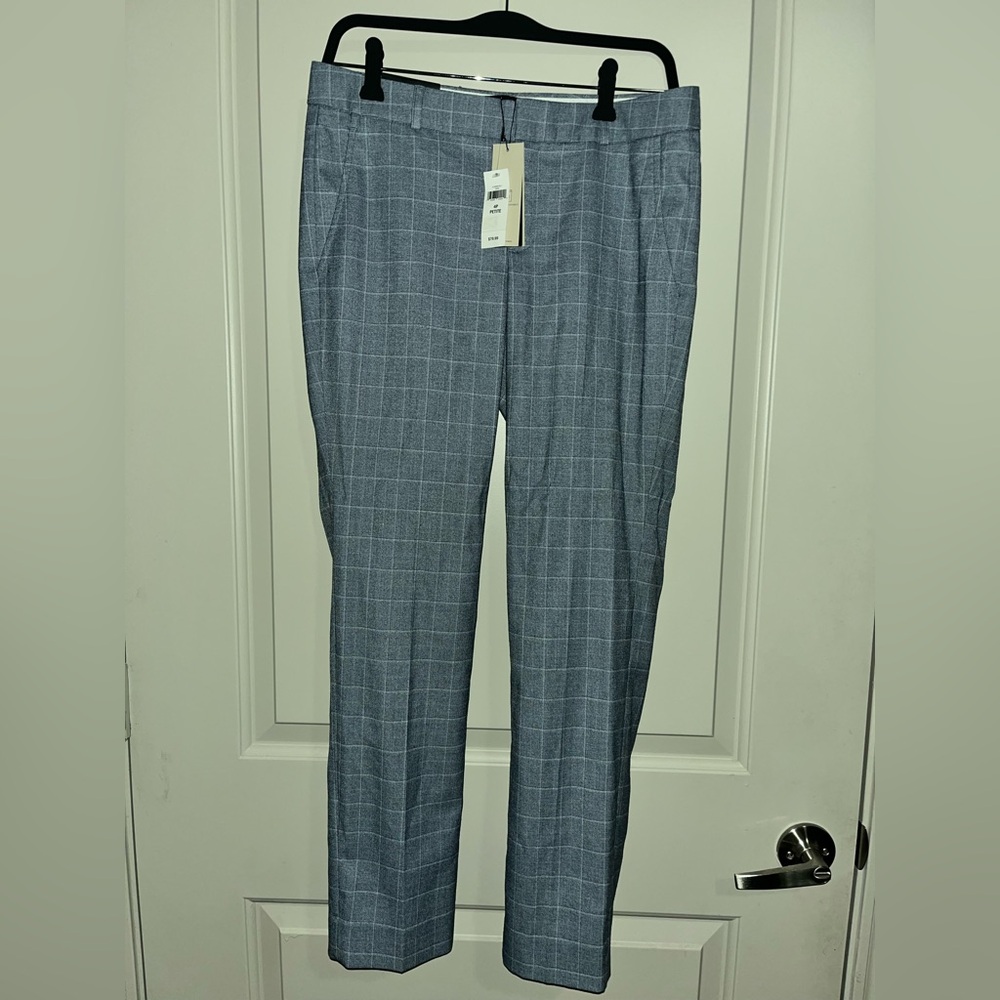 LOFT Women's Gray Plaid Trousers
